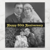 Gepersonaliseerd wijnlabel Happy 50th Jubileum Pic Wijn Etiket (Enkel label)