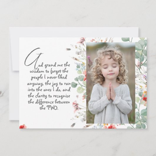 Gepersonaliseerd Wijsheid Gebed met Foto, Naam. .. Kaart (Voorkant)