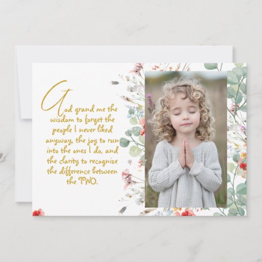 Gepersonaliseerd Wijsheid Gebed met Foto, Naam. .. Kaart (Voorkant)
