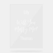 Gepersonaliseerd wil je met me trouwen acryl bord (Voorkant)