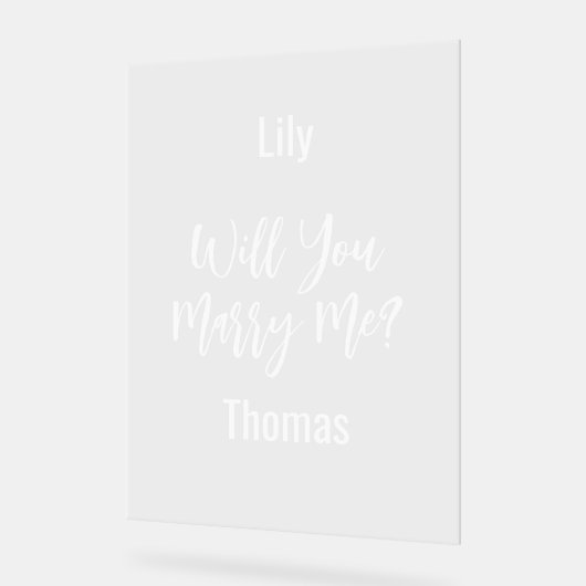 Gepersonaliseerd wil je met me trouwen acryl bord (Hoek)