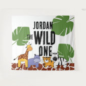 Gepersonaliseerd WILD ONE Safari Birthday - achter Wandkleed (Voorkant (horizontaal))