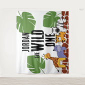 Gepersonaliseerd WILD ONE Safari Birthday - achter Wandkleed (Voorkant)