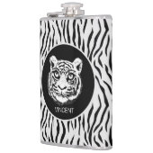 Gepersonaliseerd Wilde tijgergezicht op tijgerhuid Heupfles (Links)