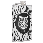 Gepersonaliseerd Wilde tijgergezicht op tijgerhuid Heupfles (Rechts)