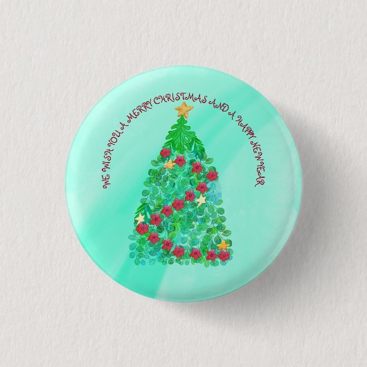 GEPERSONALISEERD WILLEN WE U EEN MERRY CHRISTMAS RONDE BUTTON 3,2 CM (Voorkant)