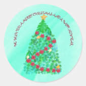 GEPERSONALISEERD WILLEN WE U EEN MERRY CHRISTMAS RONDE STICKER (Voorkant)