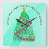 GEPERSONALISEERD WILLEN WE U EEN MERRY CHRISTMAS VIERKANTE KLOK (Voorkant)