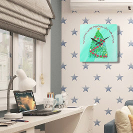 GEPERSONALISEERD WILLEN WE U EEN MERRY CHRISTMAS VIERKANTE KLOK