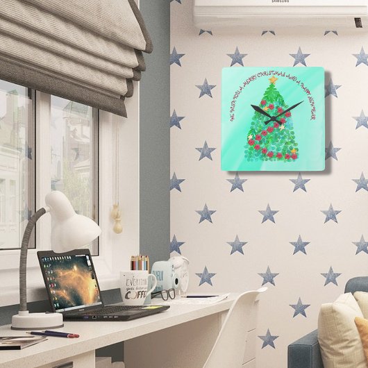 GEPERSONALISEERD WILLEN WE U EEN MERRY CHRISTMAS VIERKANTE KLOK