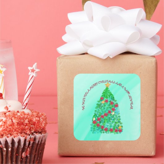 GEPERSONALISEERD WILLEN WE U EEN MERRY CHRISTMAS VIERKANTE STICKER (Feest)