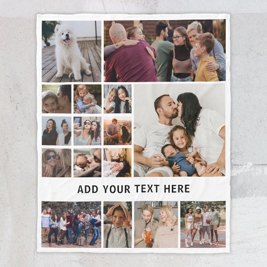 Gepersonaliseerd wit 16 Foto collage Fleece Deken