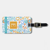 Gepersonaliseerd Wit Blauw Geel Rood Abstract Patr Bagagelabel (Voorkant horizontaal)