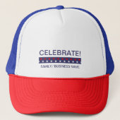 Gepersonaliseerd Wit Blauw Vier! 4 juli Trucker Pet (Voorkant)