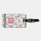 Gepersonaliseerd wit bloemig roze groen Roos Bagagelabel (Voorkant horizontaal)