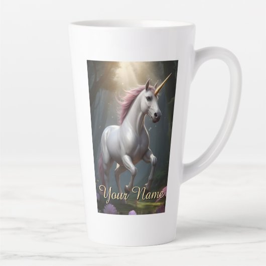 Gepersonaliseerd wit eenhoornbos latte mok (Rechts)