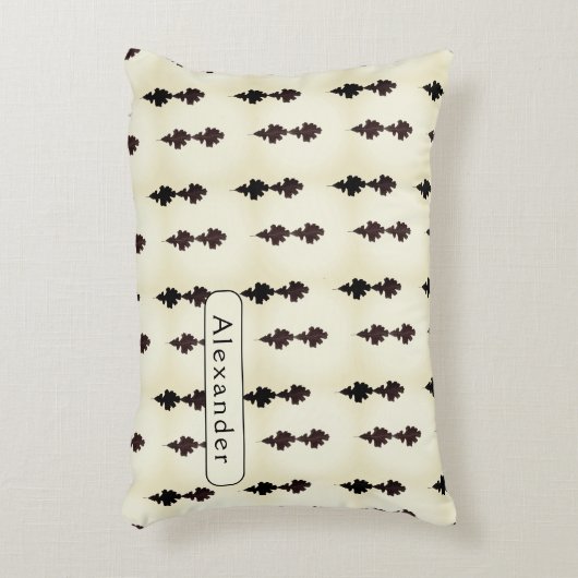 Gepersonaliseerd wit eikenblad patroon accent kussen (Voorkant(Verticaal))