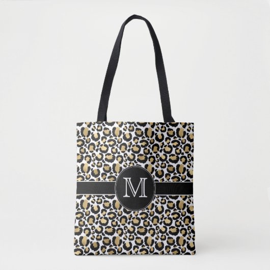 Gepersonaliseerd wit en goud tote bag (Voorkant)