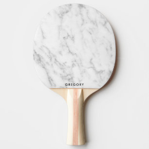 Gepersonaliseerd wit en grijs marmer monogram tafeltennisbatje