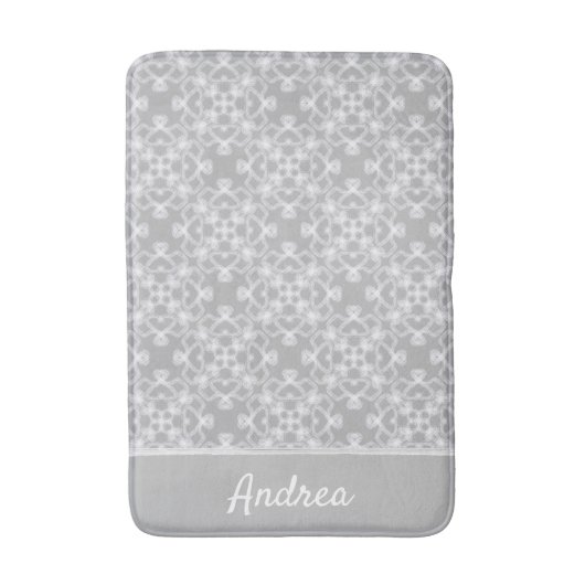 Gepersonaliseerd wit en grijs patroon badmat (Voorkant Verticaal)