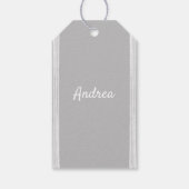 Gepersonaliseerd wit en grijs patroon cadeaulabel (Achterkant)