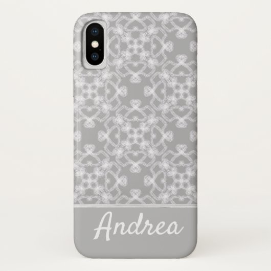 Gepersonaliseerd wit en grijs patroon Case-Mate iPhone case (Achterkant)