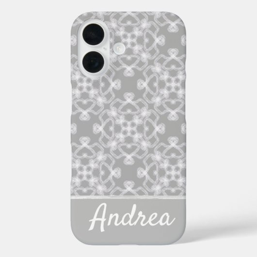 Gepersonaliseerd wit en grijs patroon Case-Mate iPhone case (Achterkant)