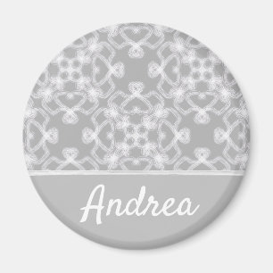 Gepersonaliseerd wit en grijs patroon magneet