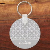 Gepersonaliseerd wit en grijs patroon sleutelhanger (Voorkant)