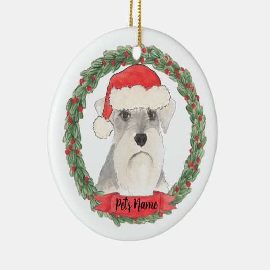 Gepersonaliseerd wit en grijs Schnauzer Keramisch Ornament (Rechts)