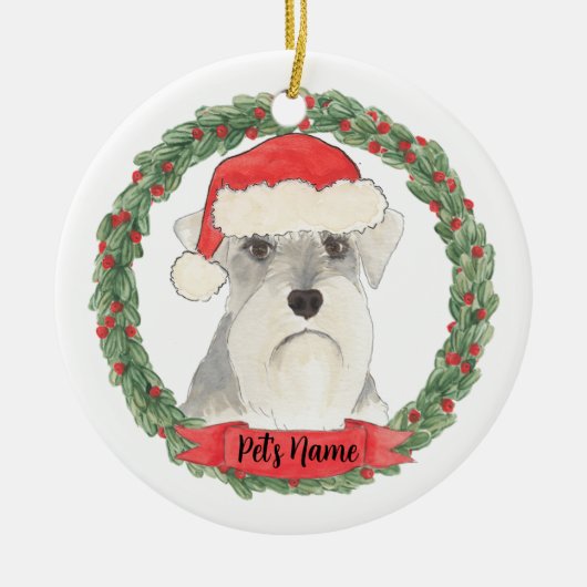 Gepersonaliseerd wit en grijs Schnauzer Keramisch Ornament (Voorkant)