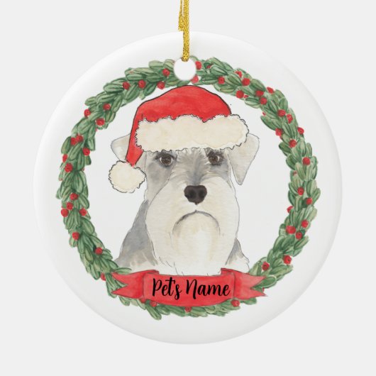Gepersonaliseerd wit en grijs Schnauzer Keramisch Ornament (Achterkant)
