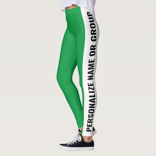 Gepersonaliseerd wit en groen trendy girly leggings (Links)
