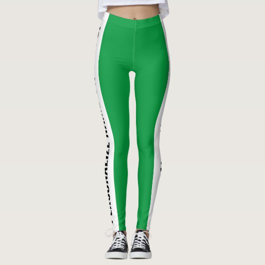 Gepersonaliseerd wit en groen trendy girly leggings (Voorkant)