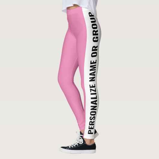 Gepersonaliseerd wit en roze trendy girly leggings (Links)