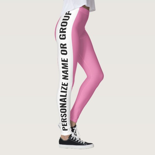 Gepersonaliseerd wit en roze trendy girly leggings (Rechts)