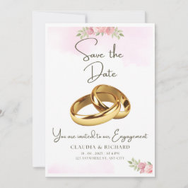 Gepersonaliseerd Wit en Roze Verloving Kaart Desig