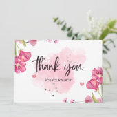 Gepersonaliseerd wit en roze waterverfpenseel bedankkaart (Staand voorkant)