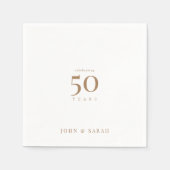 Gepersonaliseerd Wit & Goud 50e Jubileum Servet (Voorkant)