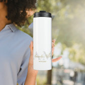 Gepersonaliseerd Wit Goud Modern Monogram Minimali Thermosbeker