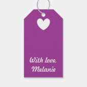 Gepersonaliseerd wit hart op Cactus Bloed paars Cadeaulabel (Achterkant)