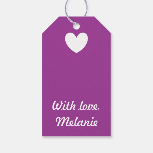 Gepersonaliseerd wit hart op Cactus Bloed paars Cadeaulabel (Achterkant)