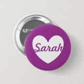 Gepersonaliseerd wit hart op Cactus Bloed paars Ronde Button 5,7 Cm (Voorkant /achterkant)