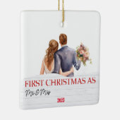 Gepersonaliseerd wit hout Onze eerste Kerstmis Keramisch Ornament (Rechts)