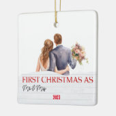 Gepersonaliseerd wit hout Onze eerste Kerstmis Keramisch Ornament (Links)