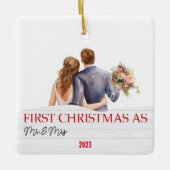 Gepersonaliseerd wit hout Onze eerste Kerstmis Keramisch Ornament (Voorkant)