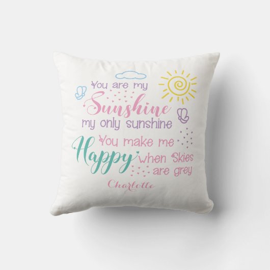 Gepersonaliseerd wit Je bent mijn zonneschijn Kussen (Achterkant)