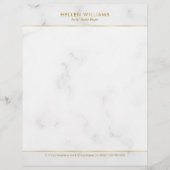 Gepersonaliseerd wit marmer gouden beroerte accent briefhoofd (Voorkant)