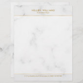Gepersonaliseerd wit marmer gouden beroerte accent briefhoofd (Voorkant / Achterkant)