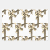 Gepersonaliseerd wit met gouden ribbons van zaterd inpakpapier vel (Voorkant 2)